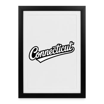 Connecticut - Souvenir USA State Design - Affiche encadrée (27 × 37 cm) - noir - Devant