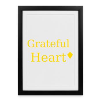 Grateful Heart Motif Yellow - Framed poster (27 × 37 cm) - black - Front