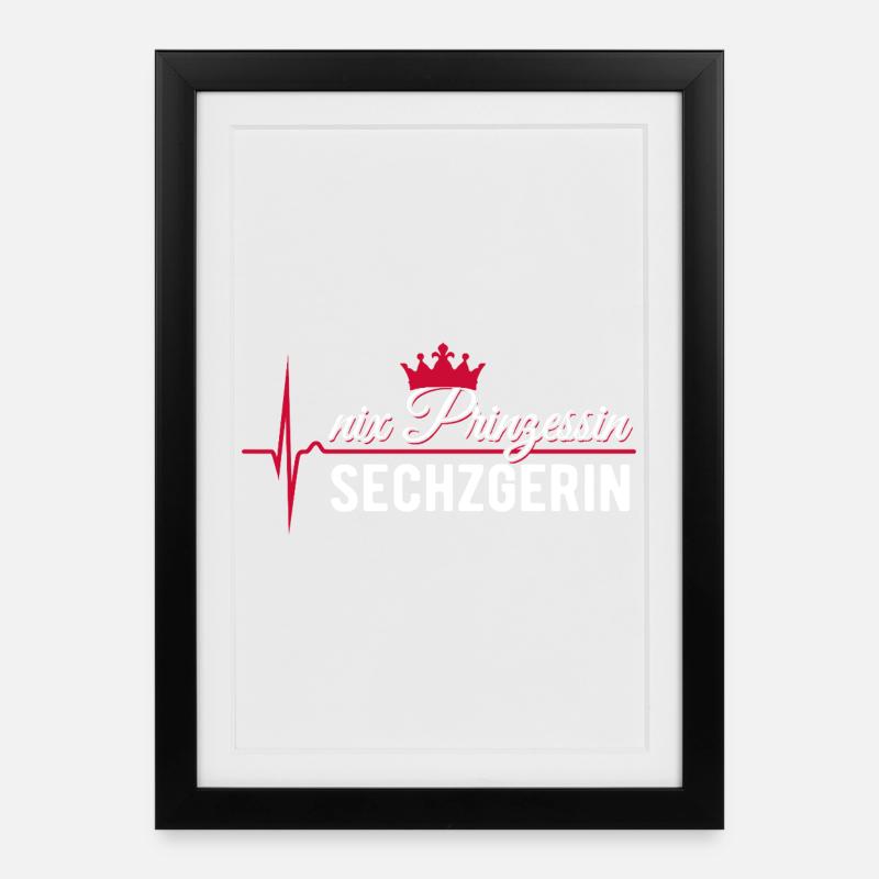 Nix Prinzessin - Sechzgerin - EKG Puls Geschenk - Gerahmtes Poster (27 × 37 cm) - Schwarz
