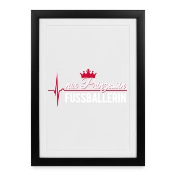 Nix Princess - Footballeur - ECG Pulse Gift - Affiche encadrée (27 × 37 cm) - noir - Devant