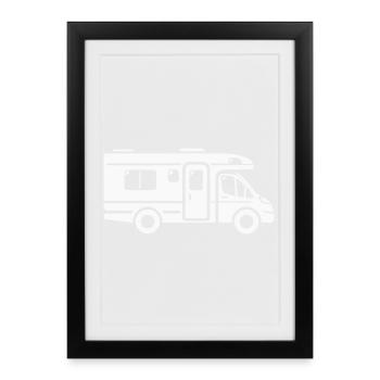 Camping-car Camping Panneau Van Camping-car Caravane - Affiche encadrée (27 × 37 cm) - noir - Devant