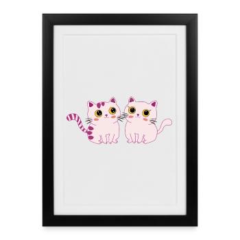 cats cute - Framed poster (27 × 37 cm) - black - Front