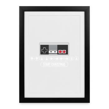 Cheat Code Start Christmas Gaming Gamer Video Game - Framed poster (27 × 37 cm) - black - Front