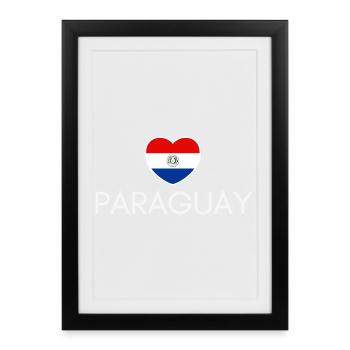 Cœur avec le drapeau du Paraguay, j’aime le Paraguay - Affiche encadrée (27 × 37 cm) - noir - Devant