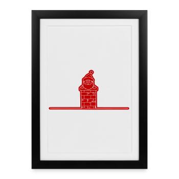 Père Noël Drôle Noël - Affiche encadrée (27 × 37 cm) - noir - Devant