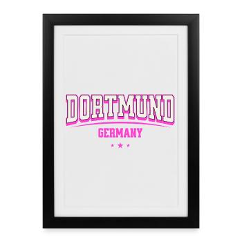 Dortmund, Allemagne, style College Rose - Affiche encadrée (27 × 37 cm) - noir - Devant
