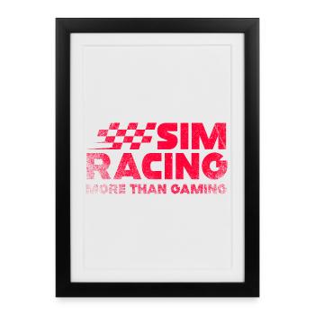 Logo à damier néon de Sim Racing - Affiche encadrée (27 × 37 cm) - noir - Devant