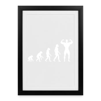 Evolution from prehistoric man to muscleman - Framed poster (27 × 37 cm) - black - Front