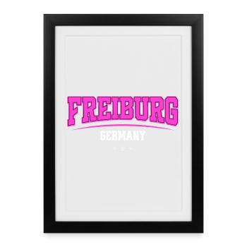 Lettres du collège de Fribourg, Allemagne, rose urbain - Affiche encadrée (27 × 37 cm) - noir - Devant