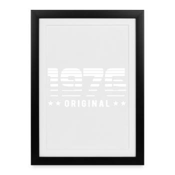 1976 Design rétro original | Anniversaire - Affiche encadrée (27 × 37 cm) - noir - Devant