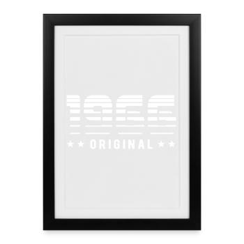 1966 Design rétro original | Anniversaire - Affiche encadrée (27 × 37 cm) - noir - Devant