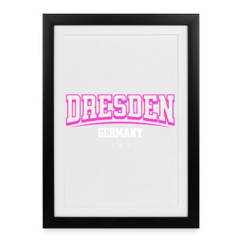 Dresden Retro Emblem Pink - Affiche encadrée (27 × 37 cm) - noir - Devant