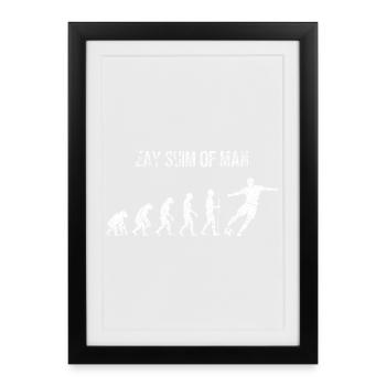 Evolution du football - Design rétro des joueurs de football - Affiche encadrée (27 × 37 cm) - noir - Devant