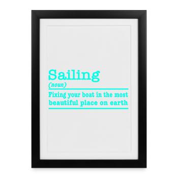 Sailing funny saying for sailors - Framed poster (27 × 37 cm) - black - Front