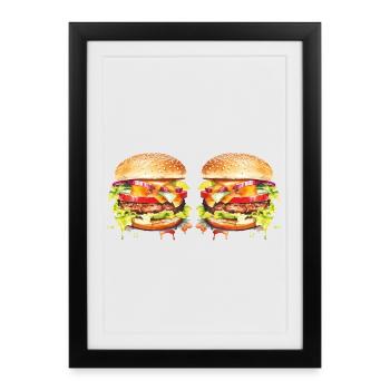 Burger Watercolor Explosion - Framed poster (27 × 37 cm) - black - Front
