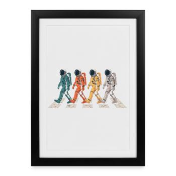 T-shirt de voyage spatial avec défilé des astronautes - Affiche encadrée (27 × 37 cm) - noir - Devant