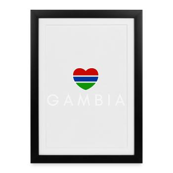 Cœur avec drapeau gambien, j’aime la Gambie - Affiche encadrée (27 × 37 cm) - noir - Devant