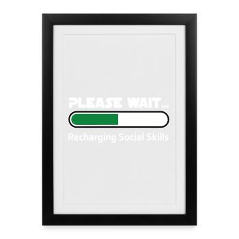 Introverti qui recharge ses compétences sociales - Dark BG - Affiche encadrée (27 × 37 cm) - noir - Devant