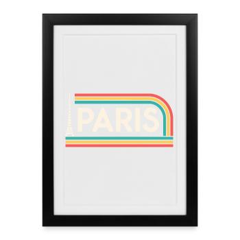Paris Arc-en-Ciel Retro - Affiche encadrée (27 × 37 cm) - noir - Devant
