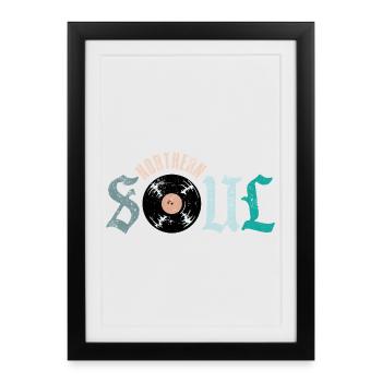 Vinyle de musique soul du Nord - Affiche encadrée (27 × 37 cm) - noir - Devant