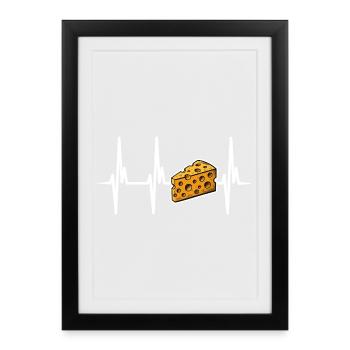 J’adore le fromage - Affiche encadrée (27 × 37 cm) - noir - Devant