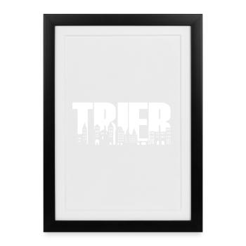 Trier - Skyline - Font - Moselle Rhineland-Palatinate - Framed poster (27 × 37 cm) - black - Front