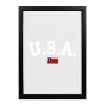 Drapeau américain Blanc - Affiche encadrée (27 × 37 cm) - noir - Devant
