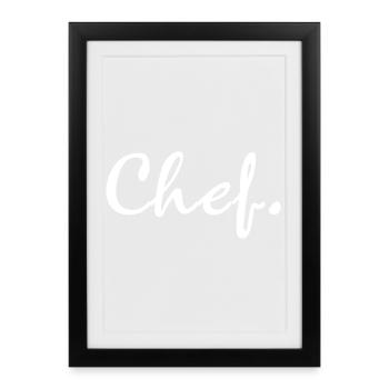 Chef Typography Word Text Culinary Gift - Framed poster (27 × 37 cm) - black - Front