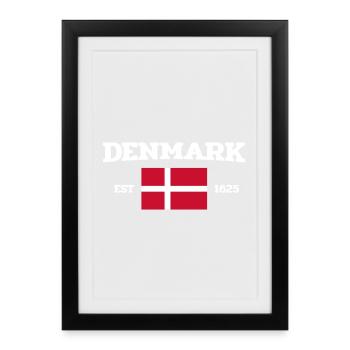 Denmark - Dänemark - Est 1625 - Flagge - Flag - Framed poster (27 × 37 cm) - black - Front