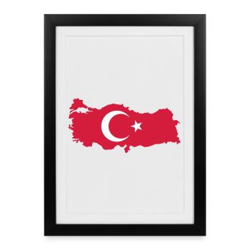 Carte de la Turquie Drapeau - Affiche encadrée (27 × 37 cm) - noir - Devant