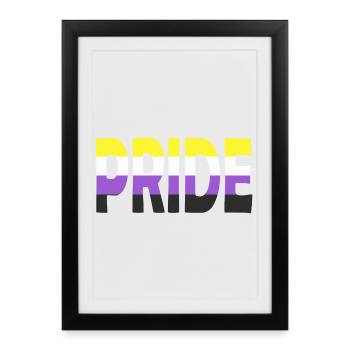 Pride lettering Non-Binary Non-Binary LGBTQ - Framed poster (27 × 37 cm) - black - Front