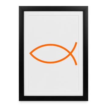 Jesus fish Ichthys fish fish - Framed poster (27 × 37 cm) - black - Front