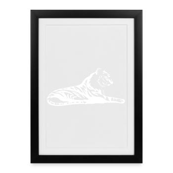 Tigre élégant au design tribal - Affiche encadrée (27 × 37 cm) - noir - Devant