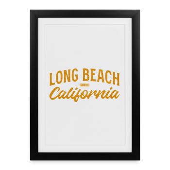 Logo rétro de Long Beach, Californie - Affiche encadrée (27 × 37 cm) - noir - Devant