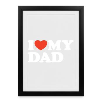 J’aime ma chemise Dad Heart - Affiche encadrée (27 × 37 cm) - noir - Devant