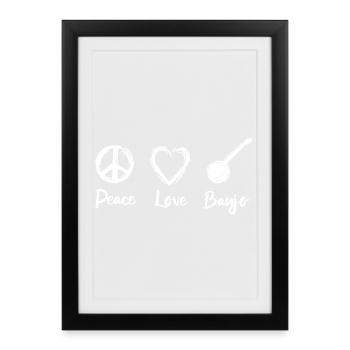 Peace Love Banjo - Affiche encadrée (27 × 37 cm) - noir - Devant