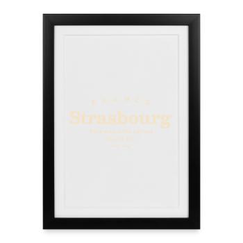 Strasbourg Vintage Design – France Flair - Affiche encadrée (27 × 37 cm) - noir - Devant