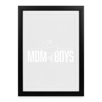 Maman de garçons pour la fête des mères blanche - Affiche encadrée (27 × 37 cm) - noir - Devant
