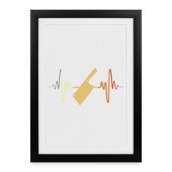 Ligne de cœur ECG Cleaver - Affiche encadrée (27 × 37 cm) - noir - Devant