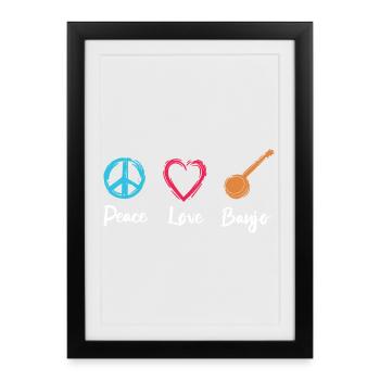 Banjo Paix Amour - Affiche encadrée (27 × 37 cm) - noir - Devant