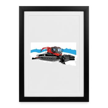 Snow groomer at work in the snow - Framed poster (27 × 37 cm) - black - Front