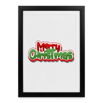 Merry Christmas Bold Script Graphic - Framed poster (27 × 37 cm) - black - Front