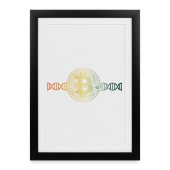 Bitcoin dans le sang Crypto-monnaie ADN DNS - Affiche encadrée (27 × 37 cm) - noir - Devant