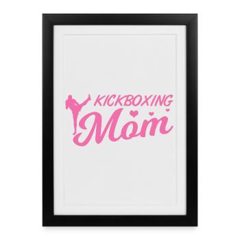 Maman kickboxeuse - Affiche encadrée (27 × 37 cm) - noir - Devant
