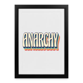 T-shirt Anarchy rétro rayé vintage des années 70 - Affiche encadrée (27 × 37 cm) - noir - Devant
