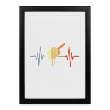 Painting Brush Heartbeat - Framed poster (27 × 37 cm) - black - Front