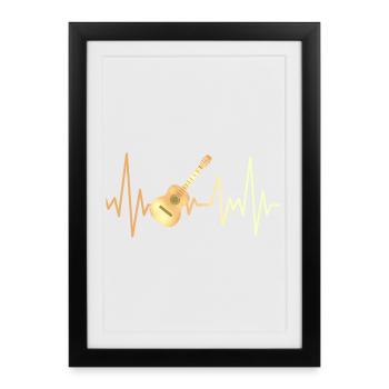 Electric Guitar and Heart Rate - Framed poster (27 × 37 cm) - black - Front