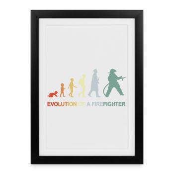 Évolution des pompiers - Affiche encadrée (27 × 37 cm) - noir - Devant