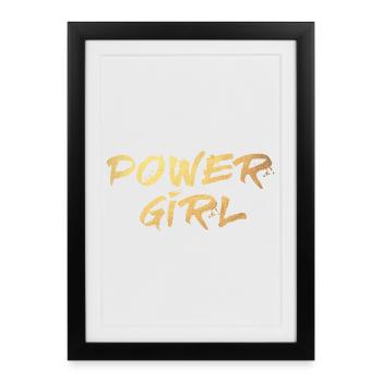 Power Girl Gold Girl Energy Handwriting Deluxe - Affiche encadrée (27 × 37 cm) - noir - Devant