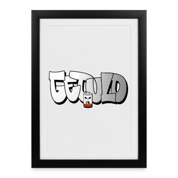 Graffiti 1% Batterie Power Geduld gerissen Ausrast - Gerahmtes Poster (27 × 37 cm) - Schwarz - Vorne